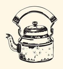 Black and White Kettle Illustration