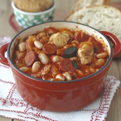 Hearty Cassoulet with Sausage, Beans, and Chicken: A Rustic French Delight