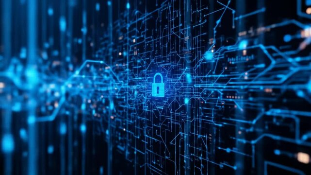 Connected Data Stream Is A Reflection Of Modern Technology Integration With High Security. 4k video