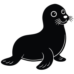 Cute Baby Seal Silhouette Marine Animal & Wildlife Icon