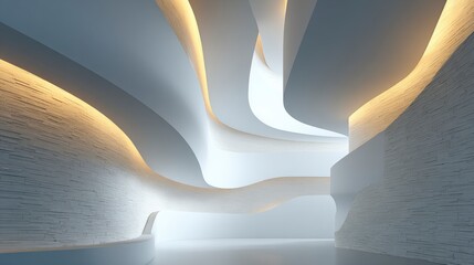 Abstract White Curves  Modern Architecture Interior Design