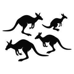 Kangaroo animal silhouettes set Vector Design.