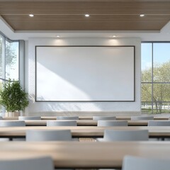 Fototapeta premium Modern Seminar Room Blank Screen Conference Meeting Presentation