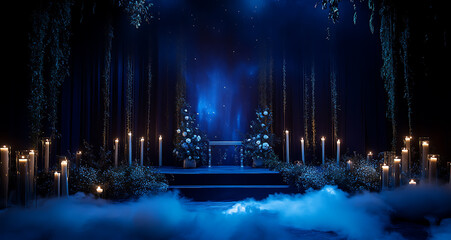 Obraz premium Luxurious wedding scenes in elegant natural and architectural settings, surrounded by florals, candlelight, and evolving romantic atmospheres.