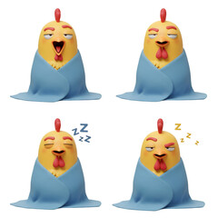 Sleepy Blue Gray Chickens