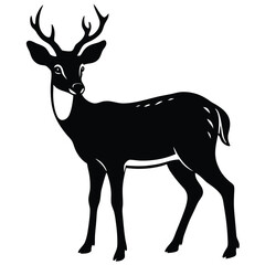 Graceful deer silhouette vector illustration of a wild antlered stag