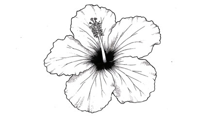 A flower with a white center and a black stem