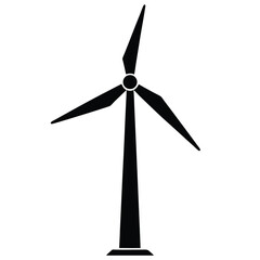 Wind turbine standing alone on white background for clean energy concept