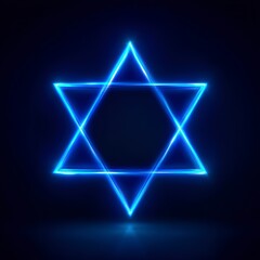 Obraz premium Glowing Blue Star of David Abstract Neon Light Design