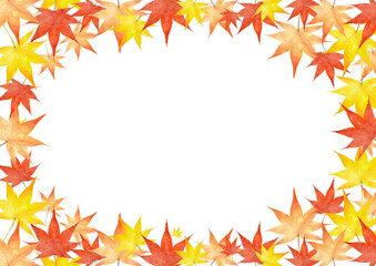 紅葉　モミジの葉　水彩　秋　イラスト