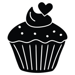 White background vector illustration of a sweet pink cupcake with cherry icing, perfect for a birthday celebration or party design