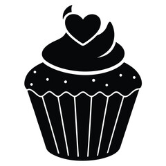 White background vector illustration of a sweet pink cupcake with cherry icing, perfect for a birthday celebration or party design