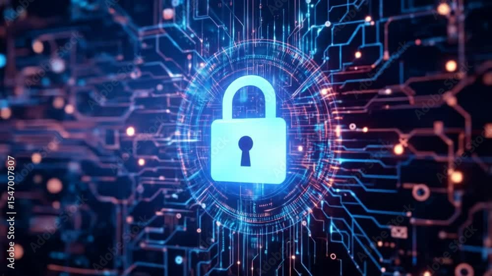 Aufkleber connected data stream is a reflection of modern technology integration with high security. 4k video