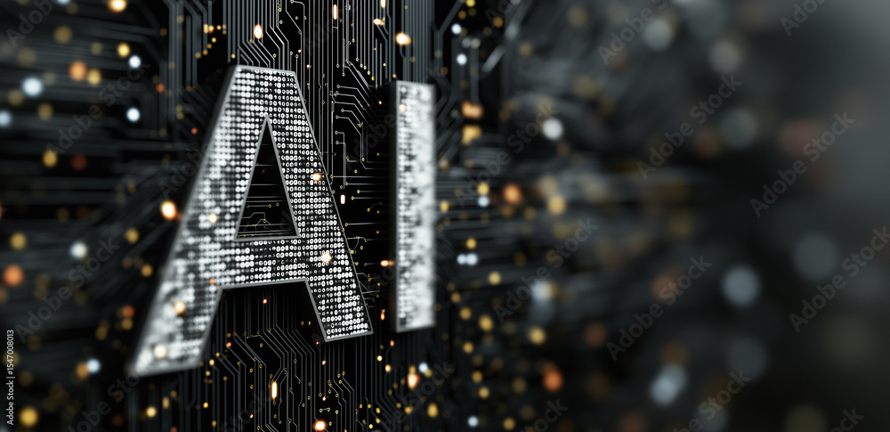 Poster against the circuit board background, 