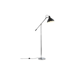 Adjustable black floor lamp with cone-shaped shade and round base