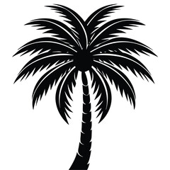Fototapeta premium Silhouette illustration of tropical palm trees on a beach setting