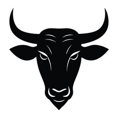 Isolated vector of a bull's head with horns, perfect for farm animal illustrations or bold tattoo designs