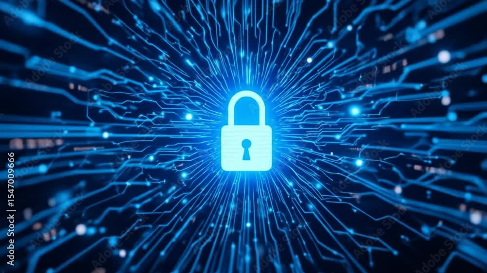 Poster connected data stream is a reflection of modern technology integration with high security. 4k video