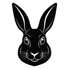 Black Rabbit Head Cute Bunny Animal Silhouette