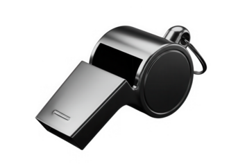 Chrome metal whistle sport equipment isolated on transparent background