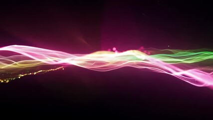 Neon energy wave flowing on dark background - Powered by Adobe