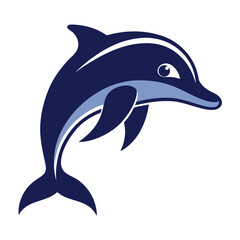 Dolphin swimming illustration on white background