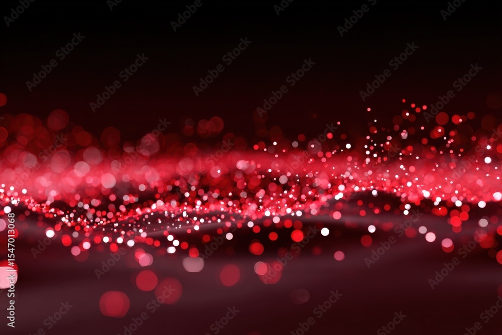Aufkleber abstract red light particles flowing across dark background with motion blur for digital technology 