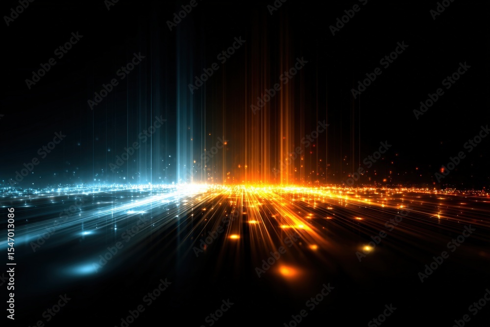 Aufkleber abstract futuristic light rays explosion with glowing particles and vibrant color gradients in a dyn