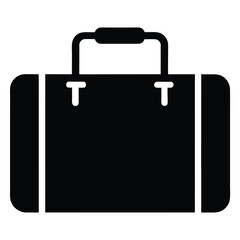 Black leather business briefcase and travel suitcase isolated on white background