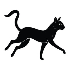 Black cat silhouette vector illustration of a running feline