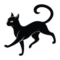 Black cat silhouette vector illustration of a running feline
