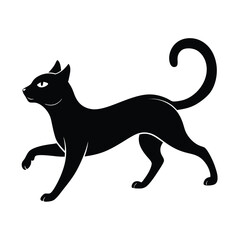 Black cat silhouette vector illustration of a running feline