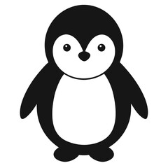 Cute cartoon penguin family on white background in winter wonderland illustration