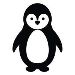 Cute cartoon penguin family on white background in winter wonderland illustration