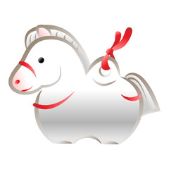 馬の土鈴　白