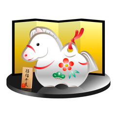 馬の土鈴　金屏風