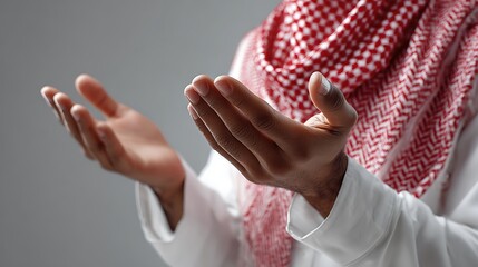 Close Up of Muslim Hands Raised in Prayer : Suitable for Be Used in Blog Posts, Social Media Posts or Website Content Related to People, Culture and Religion Theme.