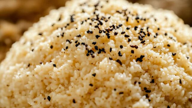Fried quinoa with black pepper.