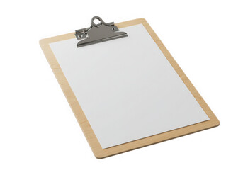 Clipboard with blank paper sheet isolated on transparent background