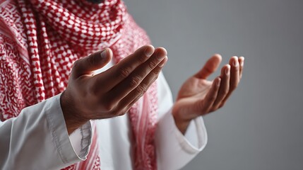 Close Up of Muslim Hands Raised in Prayer : Suitable for Be Used in Blog Posts, Social Media Posts or Website Content Related to People, Culture and Religion Theme.