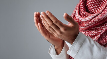 Close Up of Muslim Hands Raised in Prayer : Suitable for Be Used in Blog Posts, Social Media Posts or Website Content Related to People, Culture and Religion Theme.