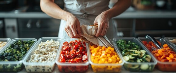 Preparing a healthy sandwich with fresh vegetables and quality ingredients at home