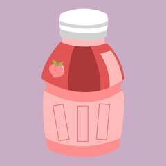 Cute Peach Juice Bottle Flat Illustration