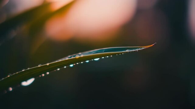 The dew on the leaves in the morning dawn