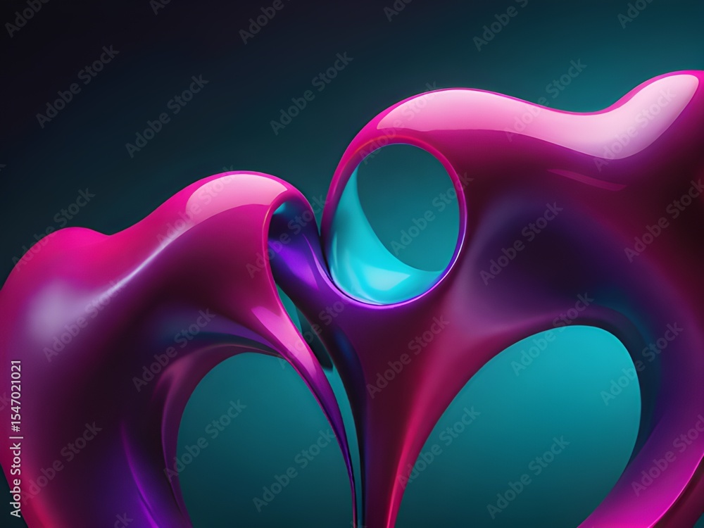 Poster 3d rendering abstract background of liquid shapes