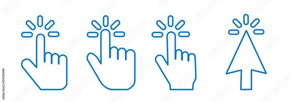 Leinwandbilder computer mouse click cursor arrow icons set. clicking cursor. hand cursors icons click set. pointer 