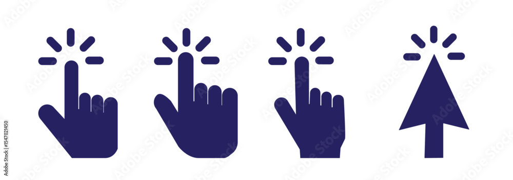Leinwandbilder computer mouse click cursor arrow icons set. clicking cursor. hand cursors icons click set. pointer 