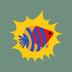 Colorful Abstract Fish Illustration in Pop Style