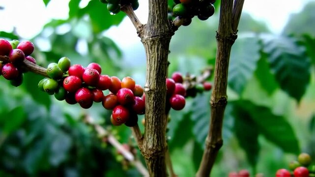 Coffee cherry coffee berry in the tree plantation area