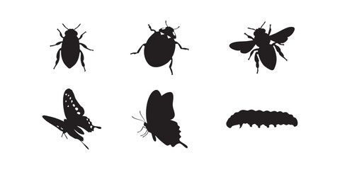 A black silhouette depicting a group of insects